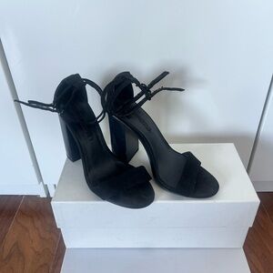 Zara Black Block Heeled Sandals